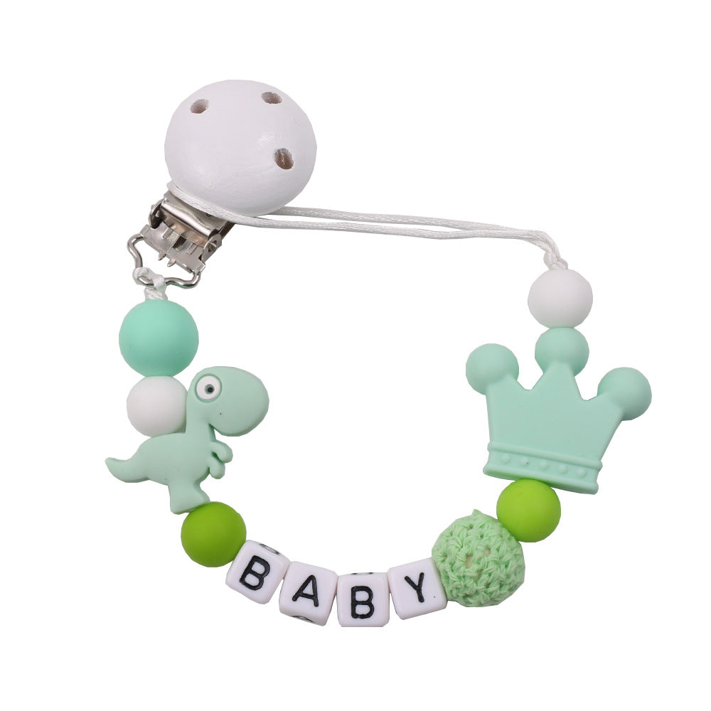 Wholesale 3PCS Small Dinosaur Silicone Beads Pacifier Chain Anti-drop Chain Clip